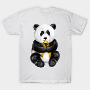 Cute Panda Holding Golden Ribbon T-Shirt